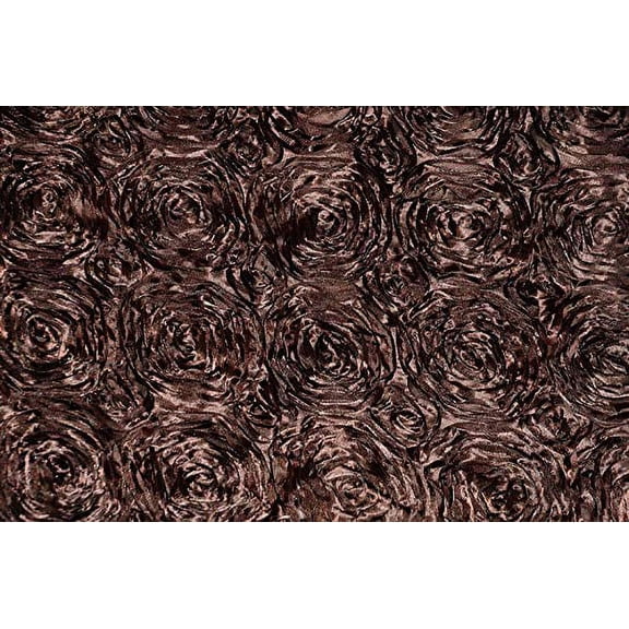AK Trading 54-Inch Wide Premium Satin Rosette 3D Rose Design Ribbon Fabric (Brown, 5 Yards)
