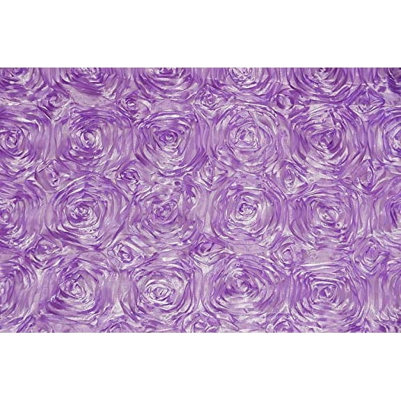 AK Trading 54-Inch Wide Premium Satin Rosette 3D Rose Design Ribbon Fabric (Lavender, 5 Yards)