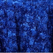 AK Trading 54-Inch Wide Premium Satin Rosette 3D Rose Design Ribbon Fabric Royal Blue, 1 Yard