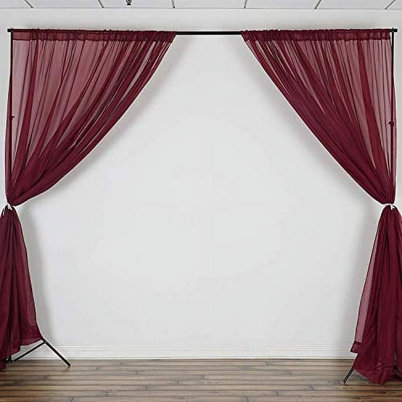AK-Trading 58" x 120" Burgundy Chiffon Drapes Panels for Wedding Events & Decor- Backdrop Draping Curtains