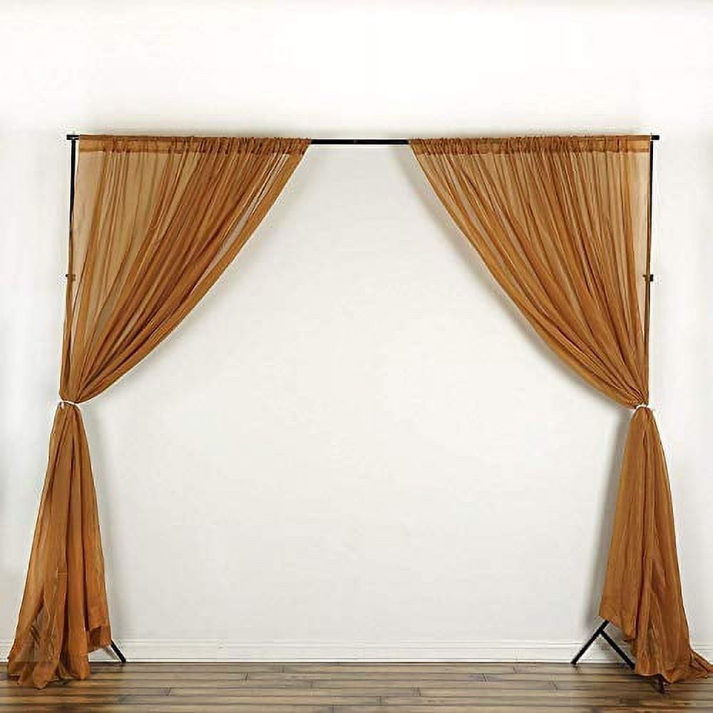 AK-Trading 58" x 120" Gold Chiffon Drapes Panels for Wedding Events ...