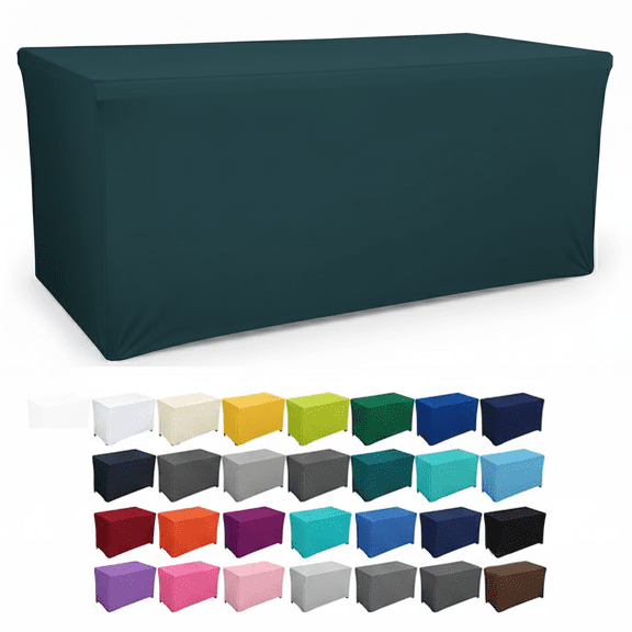 AK Trading 6 Ft Fitted Polyester Tablecloth 72 x 30 x 30 Inches for Events Dark Teal