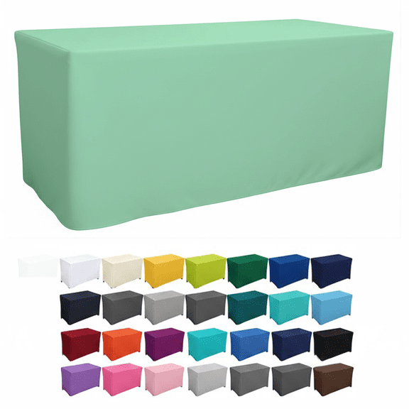 AK Trading 6 Ft Fitted Polyester Tablecloth 72 Length x 30 Wide x 30 Brown Inches for Events Mint