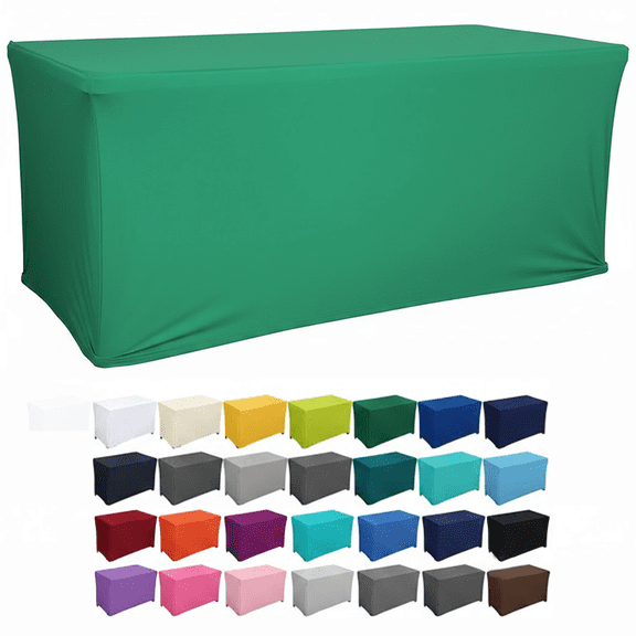 AK Trading 6 Ft Fitted Polyester Tablecloth 72 Length  x 30 Wide  x 30 Brown Inches for Events Jade Green