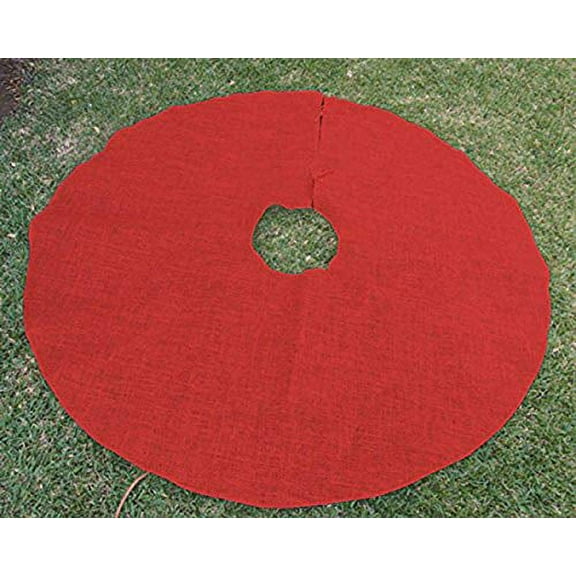 AK-Trading 60-Inches Christmas Jute Burlap Tree Skirt Under The Tree - Red