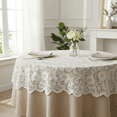 thumbnail image 1 of AK Trading 60 Inch Round Floral Lace Crochet Tablecloth Overlay Ivory, 1 of 17