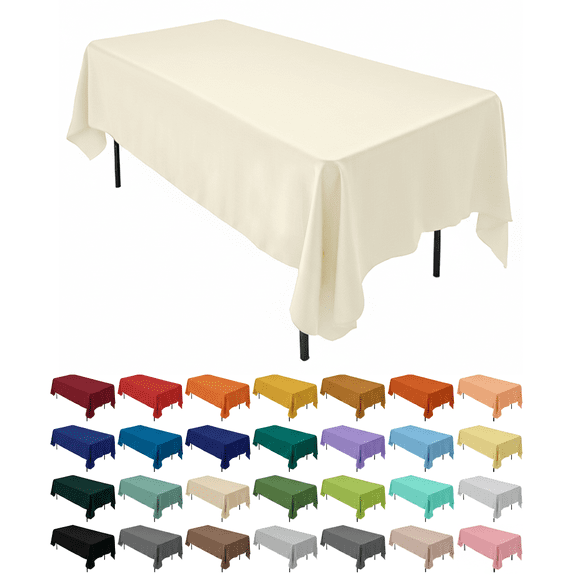AK-Trading 60 x 102-Inch Rectangular Polyester Tablecloth - Ivory