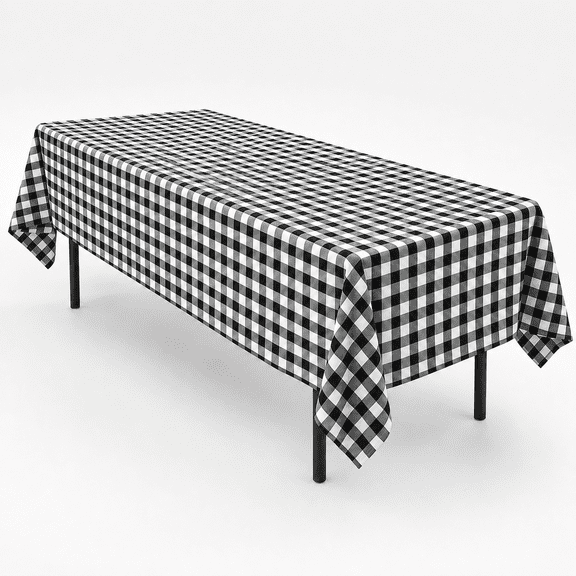 AK-Trading 60 x 126-Inch Rectangular Polyester Tablecloth - Made in USA - Black & White Checker