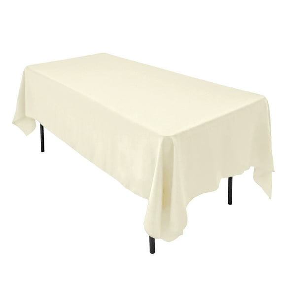 AK-Trading 60 x 126-Inch Rectangular Polyester Tablecloth - Made in USA - Ivory
