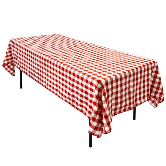 AK-Trading 60 x 126-Inch Rectangular Polyester Tablecloth - Made in USA - Red & White Checker