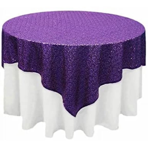 AK-Trading 72"x72" Grand Duchess Beaded Sequin Table Cover or Overlay (Purple)