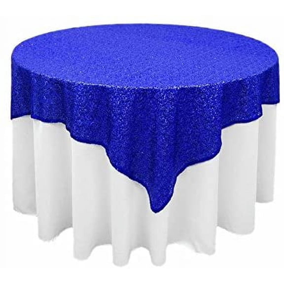 AK-Trading 72"x72" Grand Duchess Beaded Sequin Table Cover or Overlay (Royal Blue)