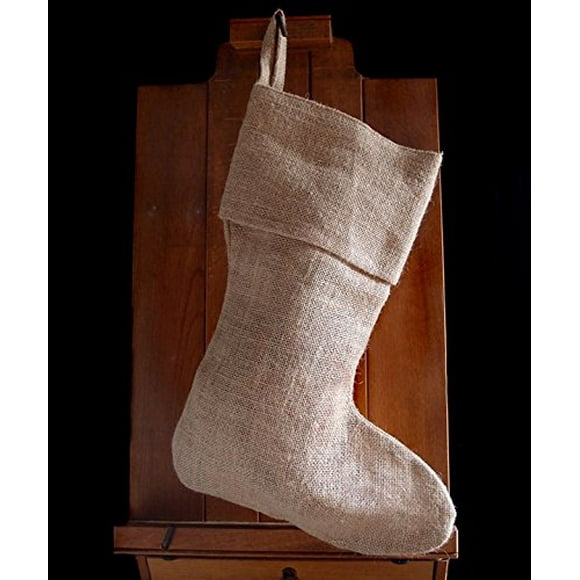 AK-Trading Burlap Jute Holidays Christmas Stockings - Natural Burlap, 8" x 17"H x 12" Foot (9)