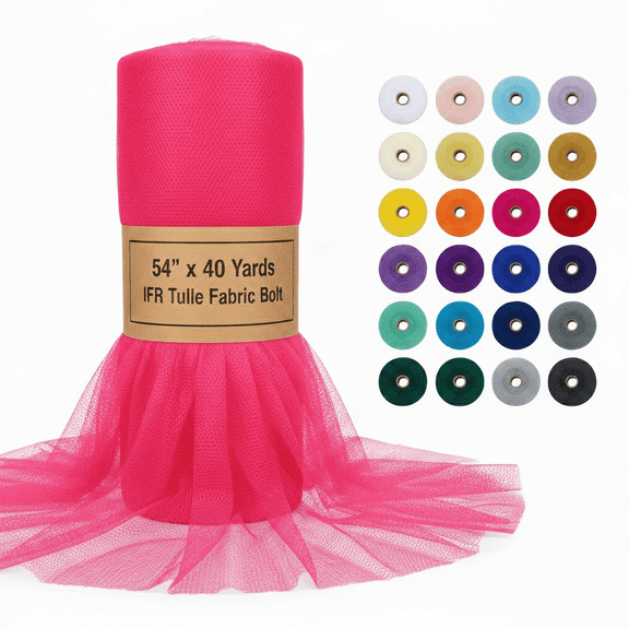 AK Trading Fuchsia IFR Tulle Fabric 54 Inch Wide 40 Yard Bolt for Decor Crafts
