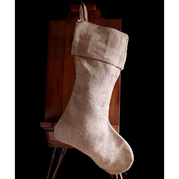 AK-Trading Jute Natural Burlap Holidays Christmas Stockings - Pack of 6 - Natural Burlap, 10" x 24"H x 14" Foot
