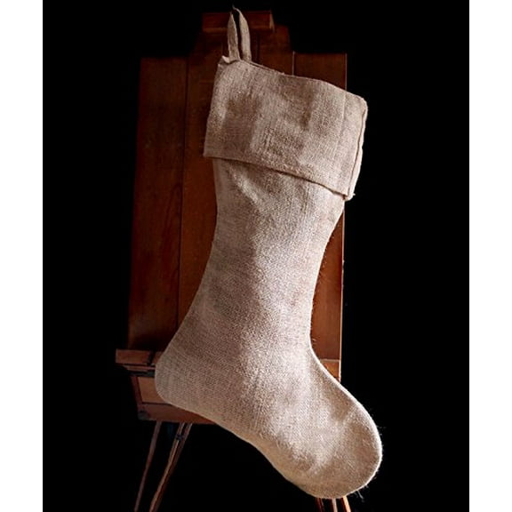 AK-Trading Jute Natural Burlap Holidays Christmas Stockings - Pack of 9 - Natural Burlap, 10" x 24"H x 14" Foot