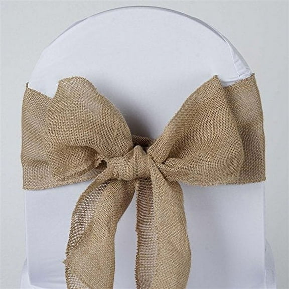 AK Trading Natural Burlap Chair Bow Sash - Natural Banquet Wedding Party Event Decoration Chair Ties (10)