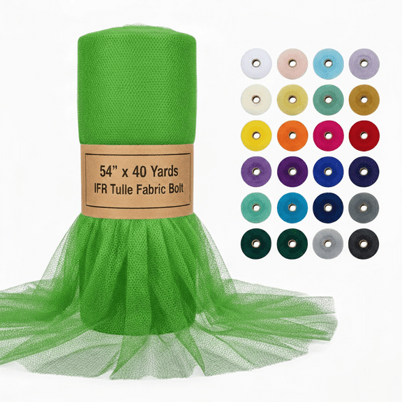 AK Trading Apple Green IFR Tulle Fabric 54 Inch Wide 40 Yard Bolt for Decor Crafts