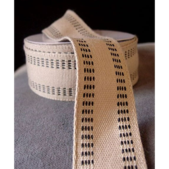AK-Trading Polyester Blend Burlap Webbing Ribbon with Stitching, 1.5" Inches X 10 Yards (Black)
