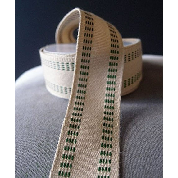 AK-Trading Polyester Blend Burlap Webbing Ribbon with Stitching, 1.5" Inches X 10 Yards (Green)