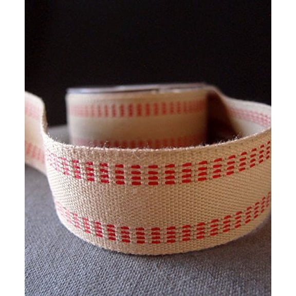 AK-Trading Polyester Blend Burlap Webbing Ribbon with Stitching, 1.5" Inches X 10 Yards (Red)