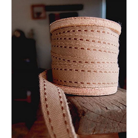 AK-Trading Polyester Blend Burlap Webbing Ribbon with Stitching 5/8" Inch X 25 Yards (Brown)