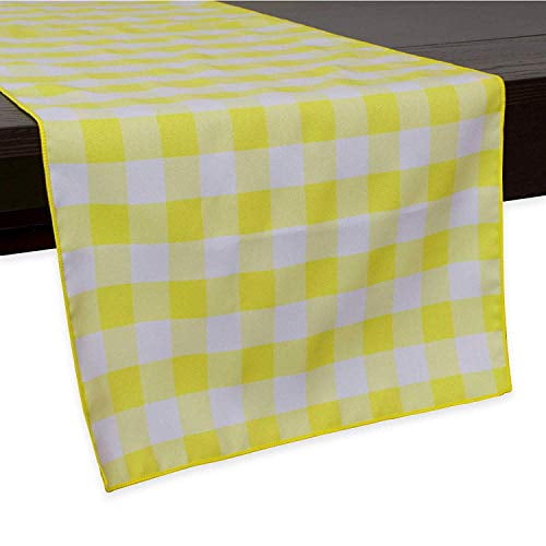 AK-Trading Polyester Gingham Checkered Table Runner, 14 by 108-Inch - Yellow