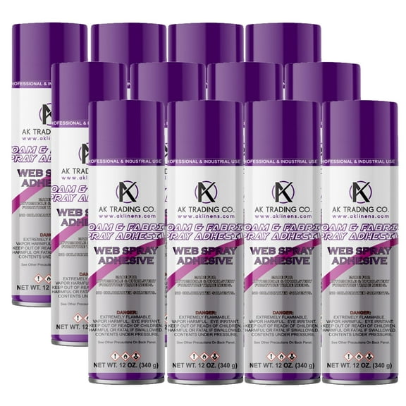 AK Trading Professional Quality General Multipurpose Spray Adhesive, 12-Ounce for Acoustic Panels & Craft Upholstery Foam Adhesive & Fabric Glue - 12 Pack