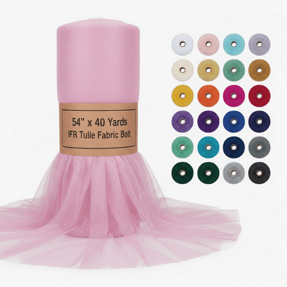 AK Trading Rose Mauve IFR Tulle Fabric 54 Inch Wide 40 Yard Bolt for Decor Crafts
