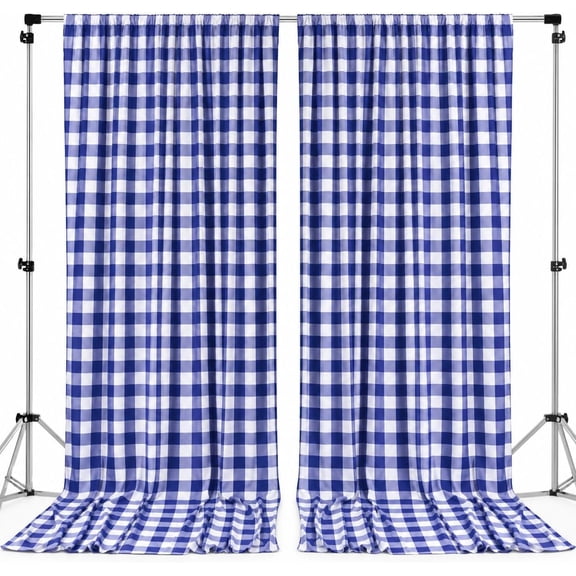 AK-Trading - Set of 2 Pcs. - Buffalo Check Plaid Gingham Window Curtain Treatments 100% Polyester Checker Plaid Window Curtain Panel - Made in USA - 60 inches x 96 inches - Blue