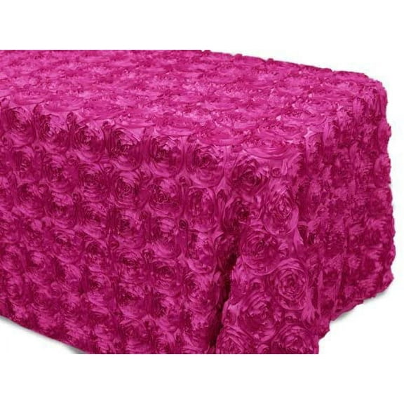 AK-Trading Tablecloth 54 x 120-Inch Rectangular Rose Grandiose Rosette Tablecloth Tablecover (Fuchsia)