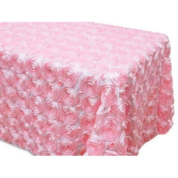 AK-Trading Tablecloth 54 x 120-Inch Rectangular Rose Grandiose Rosette Tablecloth Tablecover (Pink)