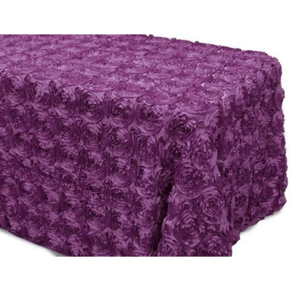 AK-Trading Tablecloth 54 x 96-Inch Rectangular Rose Grandiose Rosette Tablecloth Tablecover (Eggplant)