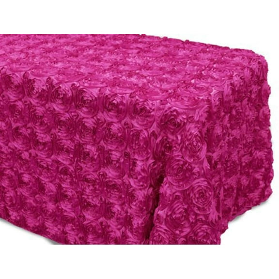 AK-Trading Tablecloth 54 x 96-Inch Rectangular Rose Grandiose Rosette Tablecloth Tablecover (Fuchsia)