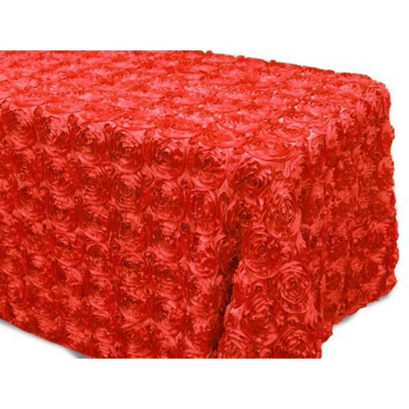 AK-Trading Tablecloth 54 x 96-Inch Rectangular Rose Grandiose Rosette Tablecloth Tablecover (Red)