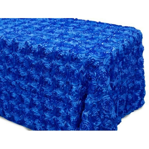 AK-Trading Tablecloth 54 x 96-Inch Rectangular Rose Grandiose Rosette Tablecloth Tablecover (Royal Blue)