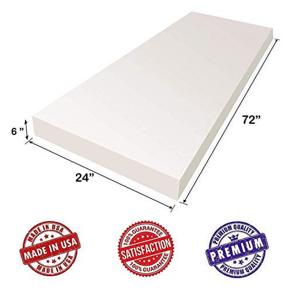 AK TRADING CO Upholstery Foam Cushion (Seat Replacement, Upholstery Sheet, Foam Padding) - 6" X 24" X 72"
