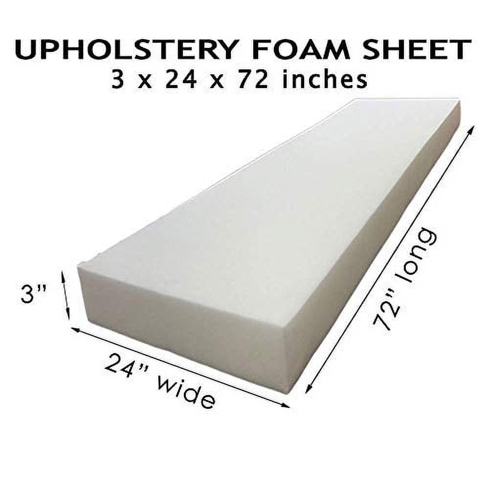 AK Trading Upholstery Foam Medium Density Cushion; (Seat Replacement, Foam  Sheet, Foam Padding), 3 H X 24 W x 72 L 