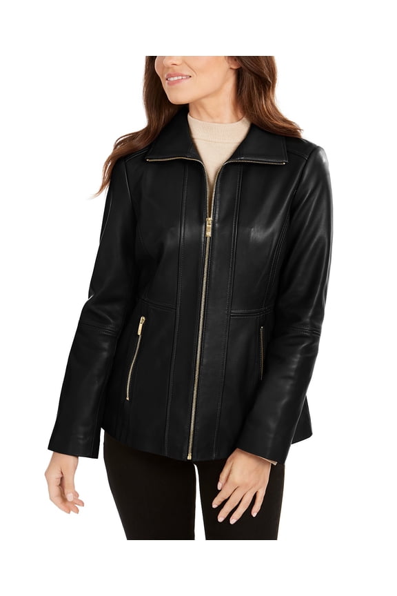 AK Zip-Front Leather Jacket