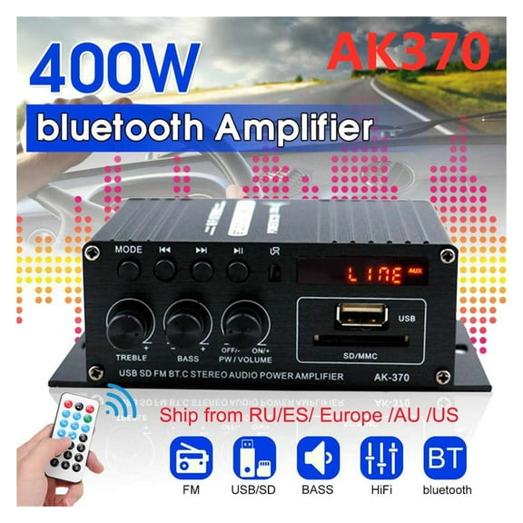 AK170/270/370/380 800W 12V Hifi Power Amplifier Stereo Home Car BASS Audio Amp Car Speaker Class D Car Home Sound Power Amp ,Multiple Applications