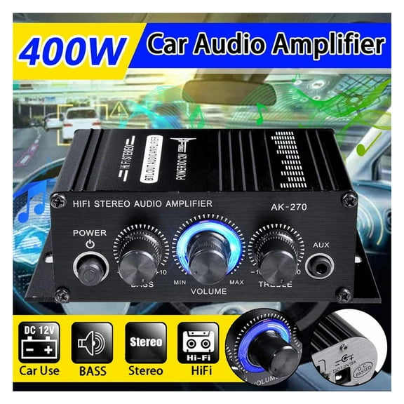 Hifi 12V Car Amplifier Home Stereo Subwoofer Amplifier Sound Speaker LED Display Digital Audio Processor Auto Music Player ,Scalable Fun