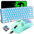 thumbnail image 1 of AK33 Gaming Keyboard and Mouse Combo, 82 Key Backlight Mechanical Gaming Keyboard,65G Lightweight Honeycomb Mouse with 12000DPI Programmable, Mouse Pad for PC Gamer -White/Green, 1 of 9