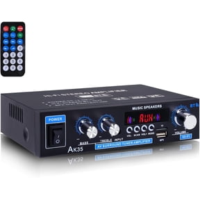 AK35 200W Stereo Audio Amplifier Bluetooth 5.0, 2.0 Channel Mini Amplifier Stereo Receivers with Bass & Treble Control, Home Amplifier w/AUX, USB, SD Card Input, Remote Control