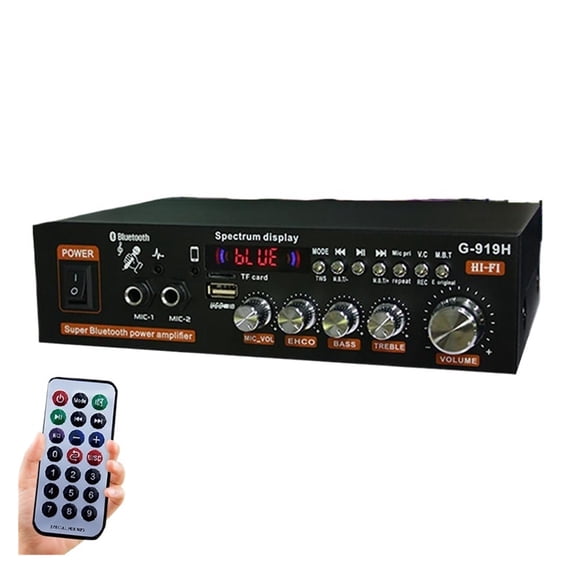 AK35/G919H 1000W Home Car Power Amplifiers 2 Channel Bluetooth Surround Sound FM USB Remote Control Mini HIFI Digital Stereo Amp