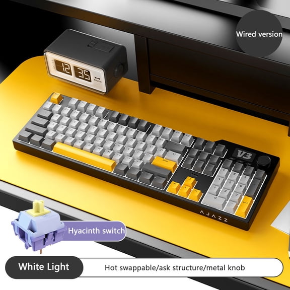 AK35I V3 wired Customized Keyboard Gasket Structure Hyacinth switch black grey yellow