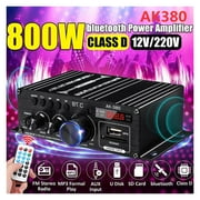 AK380//370/270/170 800W 12V Hifi Power Amplifier Stereo Home Car BASS Amp Car Speaker Class D Car Home Sound Power Amp