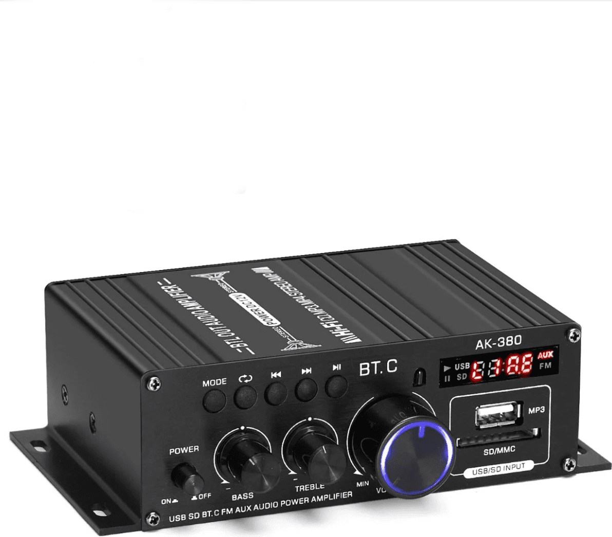 AK380 400W+400W Mini Audio Power Amplifier, 2.0 CH Bluetooth 5.0