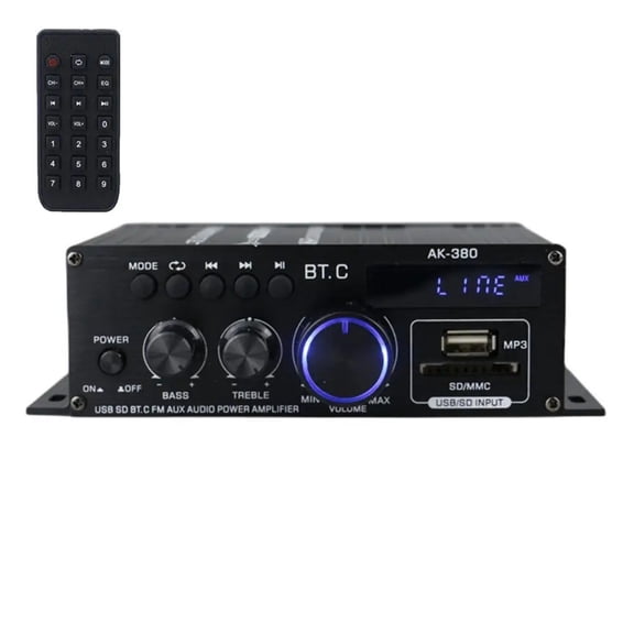 AK380 800W Home Car Power Amplifier 2 Channel 5.0 Audio Digital Amplifier FM USB Remote Control HIFI Stereo Subwoofer ,High Sound