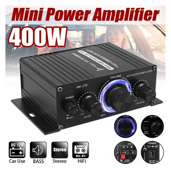 AK380/AK370/AK170 400W*2 2 Channel Bluetooth HiFi Power Amplifier Home Car Audio Class D Remote Control FM Radio AUX USB/SD ,Small Footprint