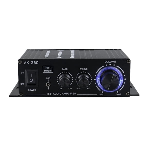 AK380 Bluetooth-Compatible Amplifier 2 Channel Subwoofer Amplifier HIFI Bass 40W+40W Music Player USB AUX for Home Car ,Low Profile Design